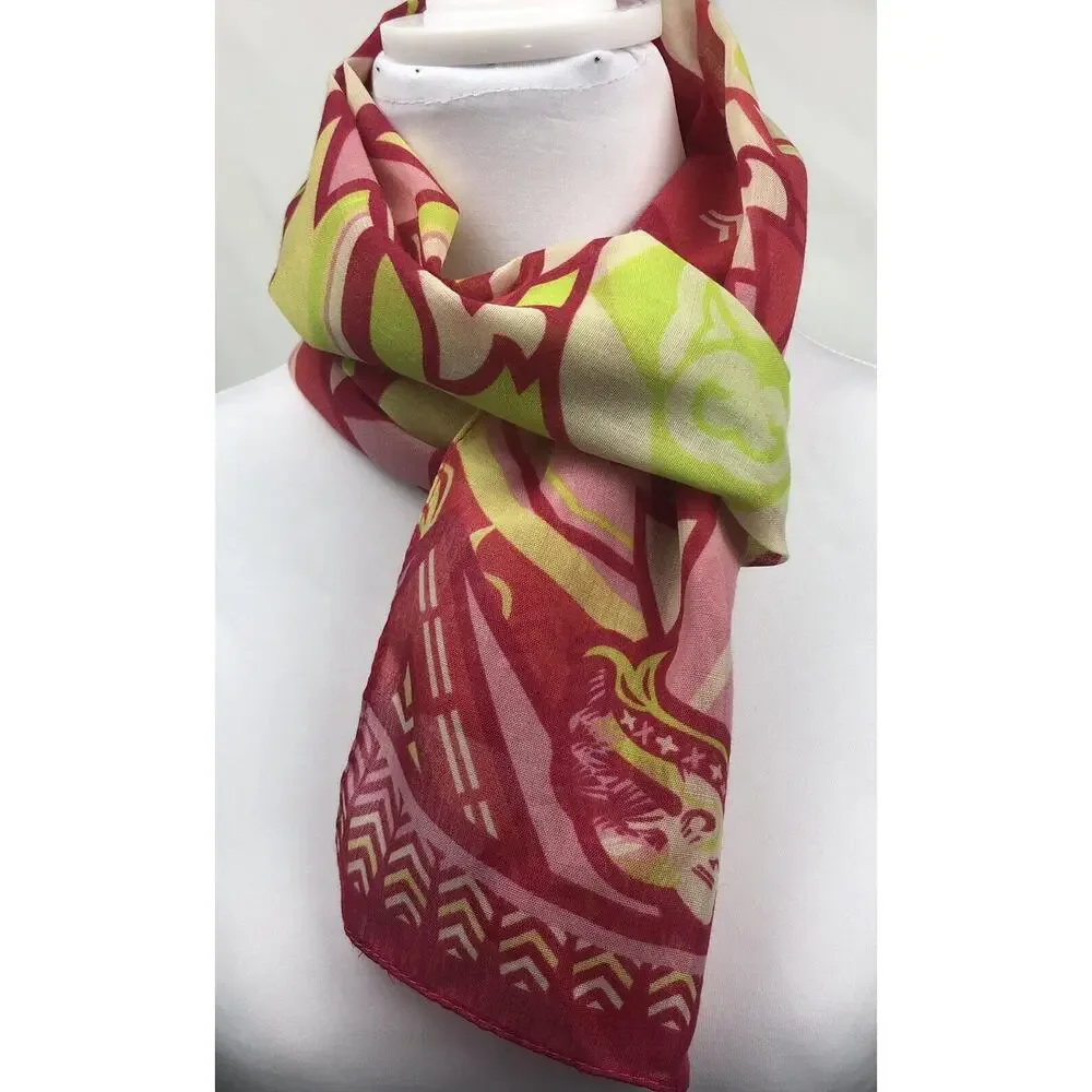 Fordcares “Warriors In Pink” Scarf Women Pink Red Green Rectangular Size 52 x 9